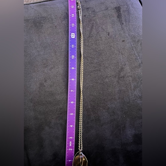 Tigers Eye Pendant with sterling silver chain and wrap around stone. - Picture 3 of 4